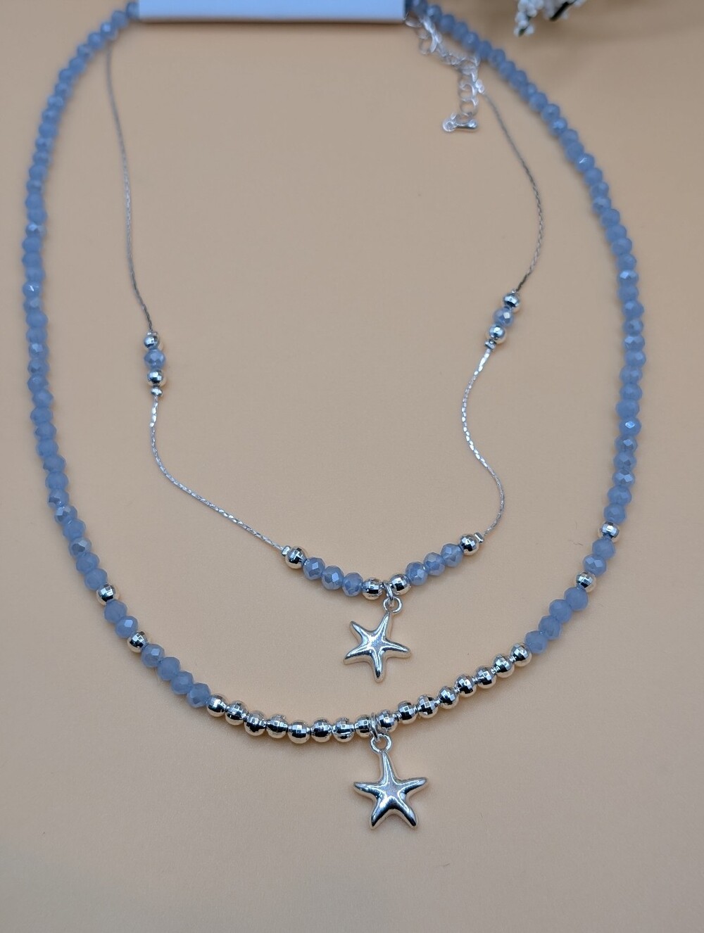 Periwinkle By Barlow Silver & Light Blue Star Layered Necklace NWT